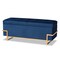 Baxton Studio Parker Blue Velvet Upholstered and Gold Metal Storage Ottoman 173-11029 - alternate 1